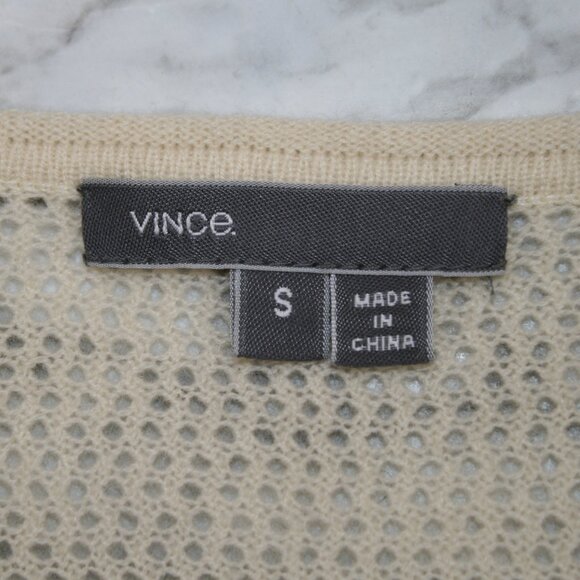 VINCE Sweater Cashmere Pointelle Mesh Back Oversized Winter White Cream Small - Picture 4 of 11